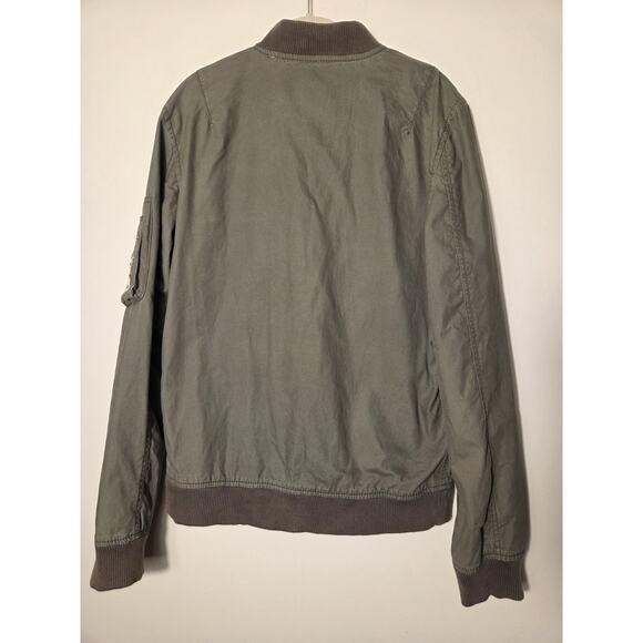 SUPERDRY Military Issue Bomber Rookie Edition Green Zip Pockets Mens Sz L - Picture 10 of 13